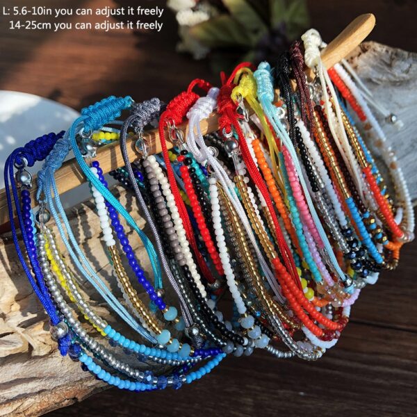 oly-cdfbac69af9e6246f9cdf567a9091074 Wholesale Jewelry Hand Beaded Crystal Bracelet Bohemian Ethnic Style Color Rice Bead Bracelet Women's Braided Rope Hand Rope