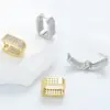 Wholesale 1 Pair Simple Style U Shape Copper Plating Inlay Zircon 18k Gold Plated Earrings