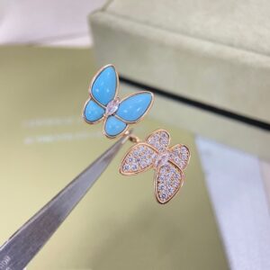 S091-champagne gold white diamond + turquoise (ring)