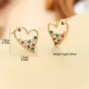 Wholesale Fashionable Miniature Sweet Fresh Women's Micro-Set Color Zircon Ear Studs Hollow Heart Shaped Earrings Cute Style Copper Material