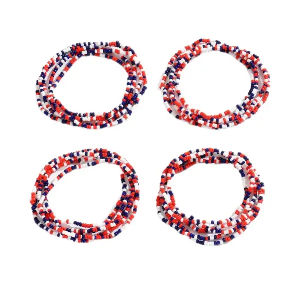 oly-ce16f5e5ce666399be117b191e6b7ad5 Wholesale Unisex Round Glass Beaded Bracelet In Bohemian Style, Perfect For Independence Day