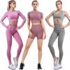 oly-ce1e33b01b8de5b600788772677e28e9 Wholesale Popular Seamless Yoga Clothing Set, Short-Sleeved Jacquard Sports Fitness Clothing, Quick-Drying, Comfortable for Women