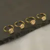 Wholesale PVD Coated 18K Gold Plated Square Water Droplets Heart Shape Stainless Steel Shiny Waterproof Non Tarnish Open Ring