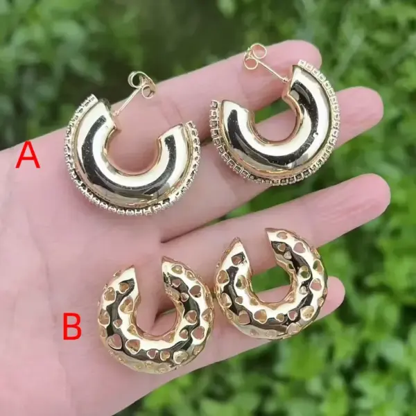 Wholesale 1 Pair/Package IG Style Modern Style C Shape Geometric Round Polishing Inlay Copper Zircon 18K Gold Plated Drop Earrings Ear Cuffs Ear Studs