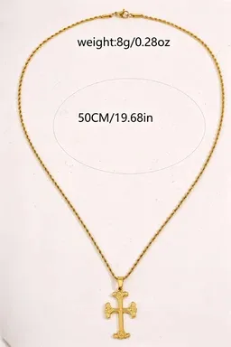 oly-ce469b9b9cf988dfc16e3fb274157596 Wholesale Waterproof Non Tarnish Cross Necklace For Adults With 18K Real Gold Plated 304 Stainless Steel And Electroplated Woven Chain