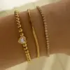Wholesale PVD Coated Real Gold Plated 16K White Plating Heart Shape 304 Stainless Steel Modern Style Simple Waterproof Non Tarnish Bracelets Necklace