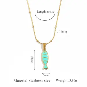 Gold Oil Drop Fish Pendant-Green