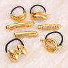 Wholesale Retro Alloy Geometric Concave and Convex Elastic Hair Tie Elegant Hairpin Versatile Hair Rope Retro Headband