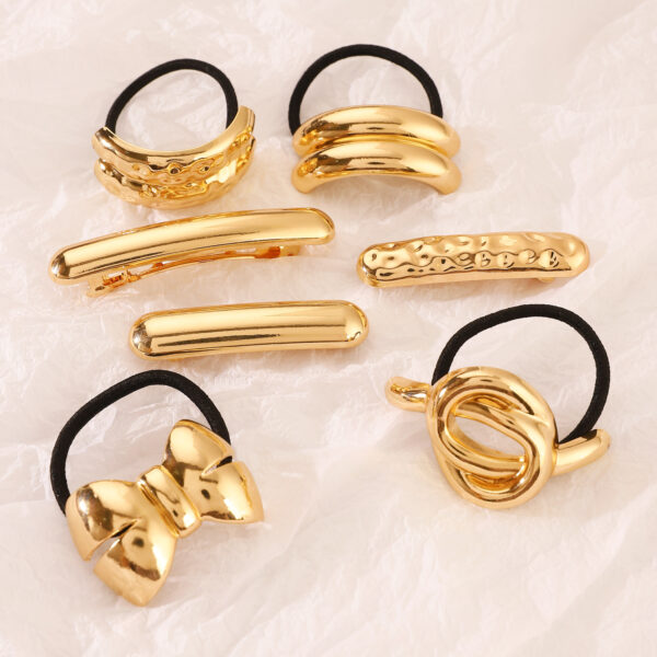 Wholesale Retro Alloy Geometric Concave and Convex Elastic Hair Tie Elegant Hairpin Versatile Hair Rope Retro Headband