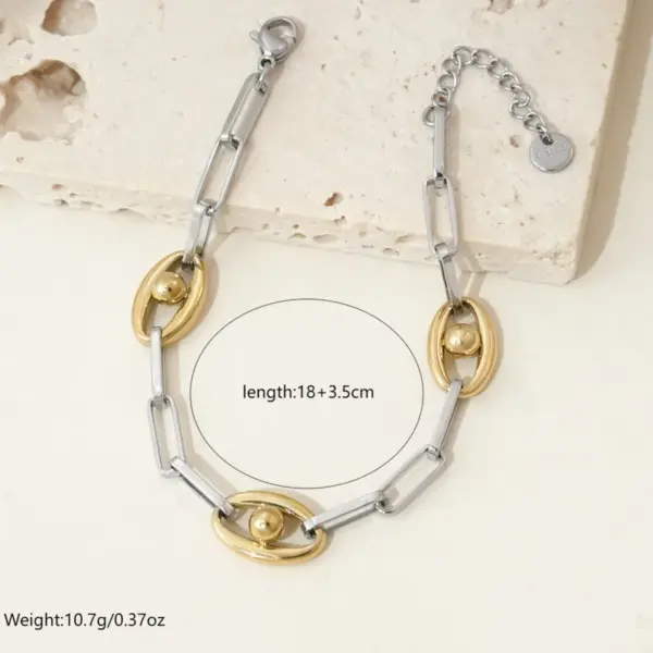 Wholesale PVD Coated Real Gold Plated 14K Gold Geometric 304 Stainless Steel Hip-Hop Simple Style Commute Waterproof Non Tarnish 304 Stainless Steel Bracelets