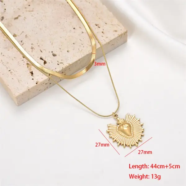 Wholesale PVD Coated Real Gold Plated Sector Oval Stainless Steel Casual Hip-Hop Waterproof Non Tarnish Double Layer Necklaces