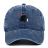 Wholesale Black Cat Knife Embroidered Baseball Cap Cotton Old Washed Baseball Cap Outdoor Hugh
