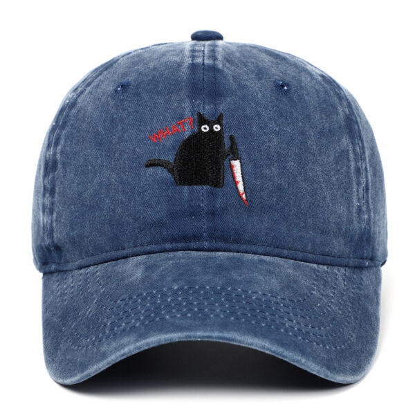 Wholesale Black Cat Knife Embroidered Baseball Cap Cotton Old Washed Baseball Cap Outdoor Hugh