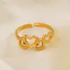 Wholesale PVD Coated Gold Plated Heart Shape 304 Stainless Steel Elegant Simple Style Waterproof Non Tarnish Open Rings