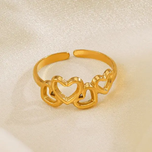 Wholesale PVD Coated Gold Plated Heart Shape 304 Stainless Steel Elegant Simple Style Waterproof Non Tarnish Open Rings