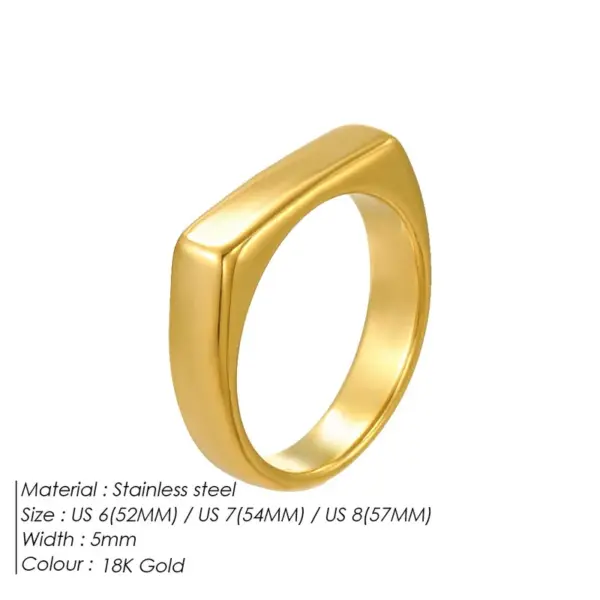 oly-ce9654e5fa8c6f450a18f2feadb699f8 Wholesale Unisex Rectangle Rings Crafted From Hypoallergenic 316 Stainless Steel With 18K Real Gold PVD Coating