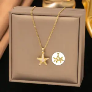 【8132】Pearl Starfish Necklace【gold】