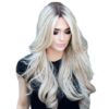 Wholesale wig medium gradient yellow long curly hair women's big wave wig rose net