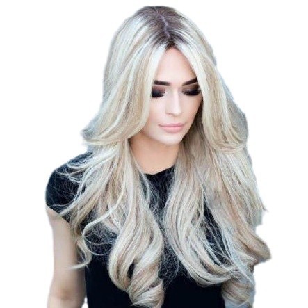 Wholesale wig medium gradient yellow long curly hair women's big wave wig rose net