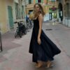 oly-cece67c0d2268e9bc6468066bea9ccd9 Wholesale A588DS Summer Solid Color Square Collar Sleeveless Sling Long Fashion Women's dress