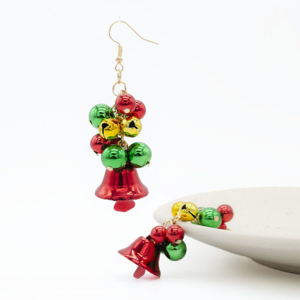 Wholesale Christmas red and green color matching bell earrings creative simple color tassel earrings Christmas Carnival earrings