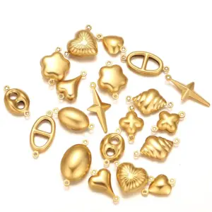 Wholesale Stainless Steel Hollow Double Hole Pendant DIY Jewelry Pendant Beading Material Pentagram Necklace Connector Accessories