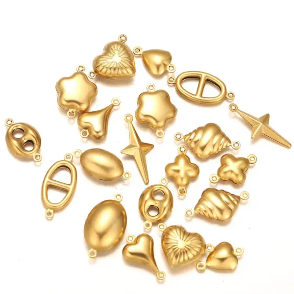 Wholesale Stainless Steel Hollow Double Hole Pendant DIY Jewelry Pendant Beading Material Pentagram Necklace Connector Accessories