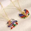 oly-ced9ae05a33cb3381840a9002fe85f72 Wholesale Unisex Jewelry Set Featuring Mexican Flag Pattern With KC Golden Plated Alloy And Enamel On Cable Chain, 0.03µm Thickness