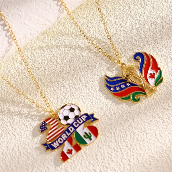 oly-ced9ae05a33cb3381840a9002fe85f72 Wholesale Unisex Jewelry Set Featuring Mexican Flag Pattern With KC Golden Plated Alloy And Enamel On Cable Chain, 0.03µm Thickness