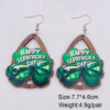 oly-cee425f17bf18ee95917b89a2456a602 Wholesale St. Parcret festival earrings Green lucky grass rainbow beard Irish wooden earrings Cross