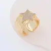 Wholesale Jewelry Elegant Retro Streetwear Star Heart Shape Copper Zircon 18K Gold Plated Open Rings