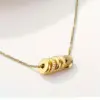 Wholesale Round Pendant Necklace For Women, 18K Gold Plated 304 Stainless Steel, PVD Coated, Zircon Inlay, Box Chain