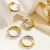 Wholesale PVD Coated Real Gold Plated 18K Gold Color Block 304 Stainless Steel Simple Style Classic Style Waterproof Non Tarnish Earrings