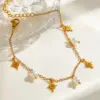 Wholesale PVD Coated Real Gold Plated Pearl 304 Stainless Steel IG Style Elegant Lady Waterproof Non Tarnish 304 Stainless Steel Lobster Trigger Clasp Closure Y-Necklace