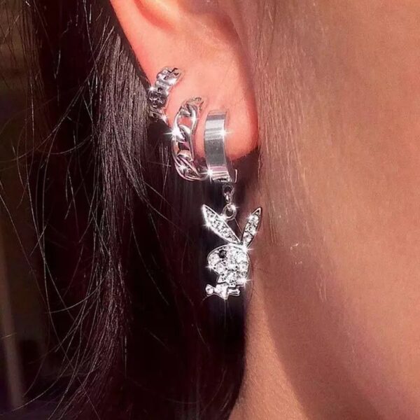 Wholesale ins Stainless Steel Rabbit Punk Style Earrings Necklace Street Cool Rabbit Earrings