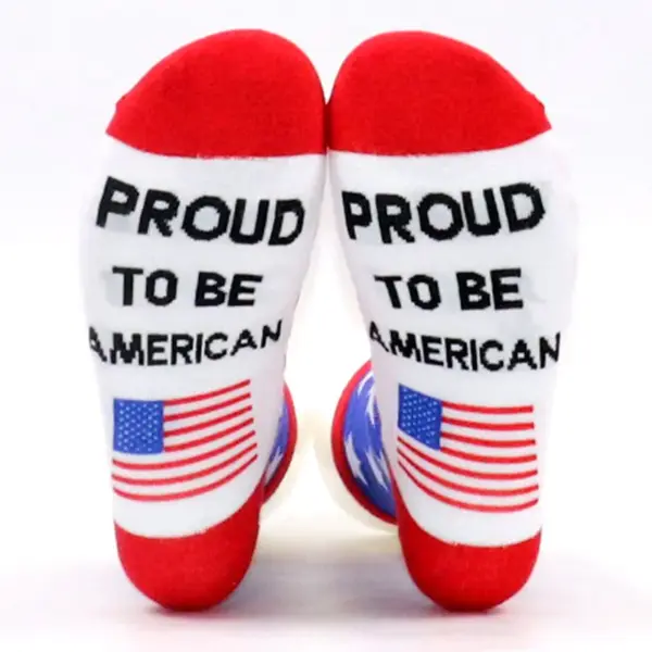 Wholesale Creative Letter Embroidery Sports Socks American Independence Day Flag Stripe Casual Cotton Socks Unisex Anti-Odor Sweat Absorbent