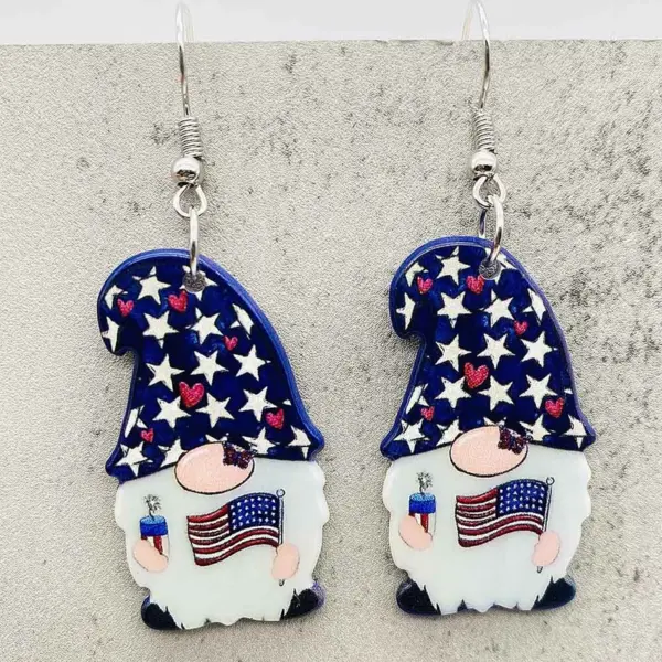 Wholesale Acrylic Earrings American Independence Day Flag Dwarf Style Geometric Pattern Cartoon Character Women's Jewelry
