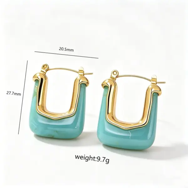 Wholesale Geometric Stud Earrings For Women, Waterproof Non Tarnish 304 Stainless Steel With 18K Real Gold Plated PVD Coating And Resin Inlay