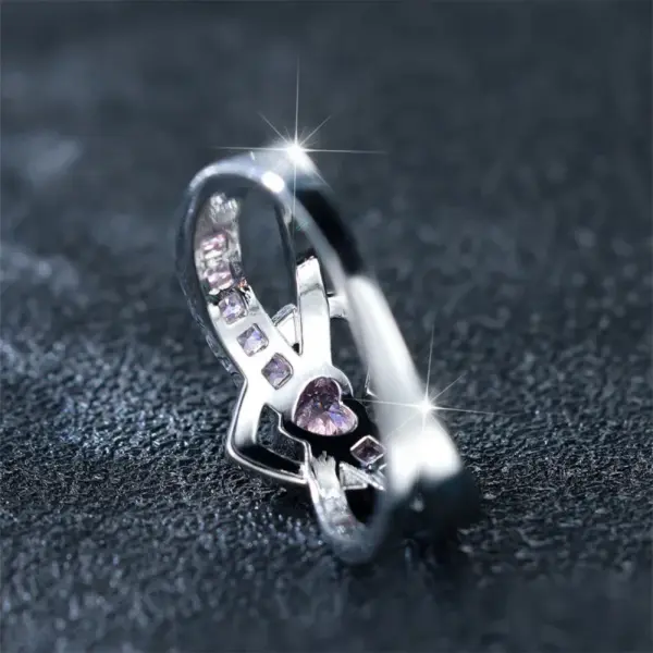 Wholesale Double Heart Shaped Ring Elegant Simple Luxury Geometric Pattern Copper Material Jewelry Ring For Women