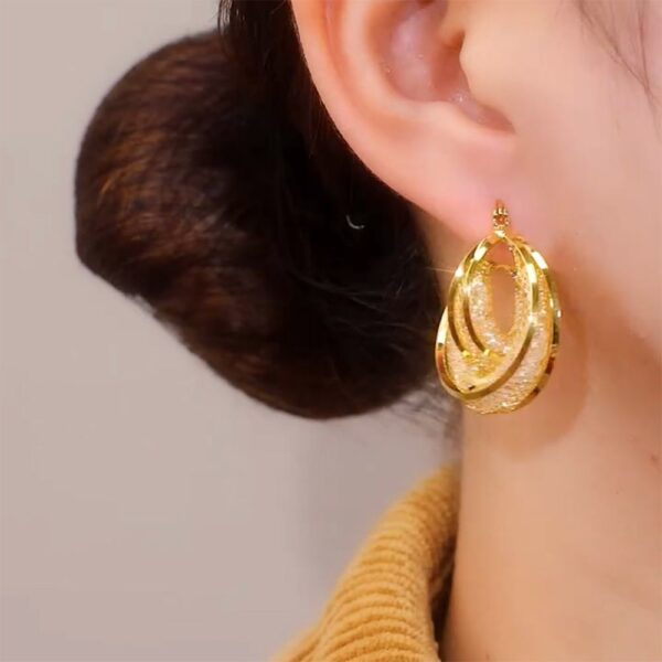 Wholesale Light Luxury Elegant Simple Fashion Personalized Golden Ring Zircon Ear Buckle High-end Sense Exquisite Celebrity Style Earrings Earrings