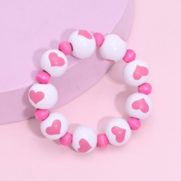 oly-cf4f0b0bc1c5346f759fb07623f171bc Wholesale style fresh sweet wooden beads heart-shaped printed round beads beaded bracelet for girlfriend Valentine's Day bracelet suit