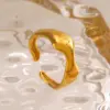 Wholesale Ion Plating (IP) 18K Gold Plated Irregular 304 Stainless Steel Elegant Simple Style Waterproof Non Tarnish Open Rings