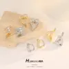 Wholesale Heart Shape Earrings For Women With Copper Ear Pins, 14K Real Gold Plated And Zircon Inlay