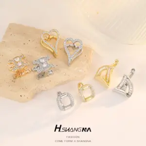 Wholesale Heart Shape Earrings For Women With Copper Ear Pins, 14K Real Gold Plated And Zircon Inlay