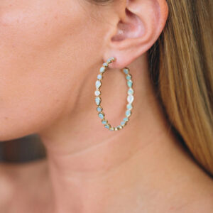 Wholesale creative big C-shaped circle earrings women's best selling drop-shaped opal earrings