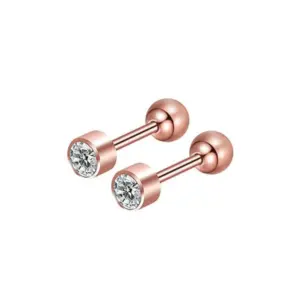 Wholesale Simple Style Geometric Stainless Steel Inlay Zircon Ear Studs 1 Piece