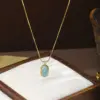 Wholesale Geometric Necklace For Women With Amazonite Inlay, Copper Base, 18K Real Gold Electroplated Bezel Setting And Box Chain