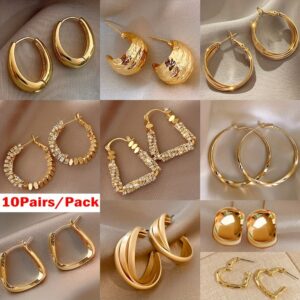 oly-cf7f1c5ea4cc092ffb667823d2206cd4 Wholesale Cross-Border European and American Accessible Luxury Golden Hong Kong Style Earrings for Women 2025 New Trendy High-End Earrings Niche Design Earrings