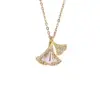 Wholesale Jewelry Classic Style Ginkgo Leaf Titanium Steel Copper Plating Cable Chain Pendant Necklace