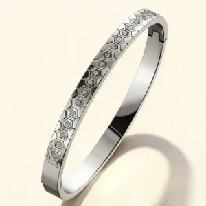46-D-5 Steel-Colored Diamond-Embellished Bracelet